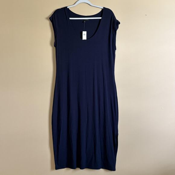 Banana Republic Dress Womens Medium Navy Blue Midi T-Shirt Dress Lined Casual - Picture 1 of 9